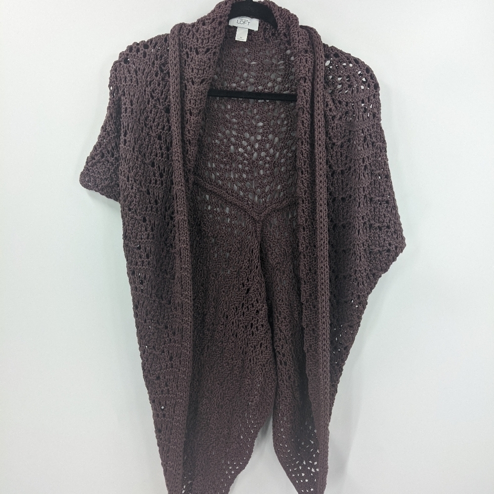 LOFT Crochet Short Sleeve Cardigan Sweater